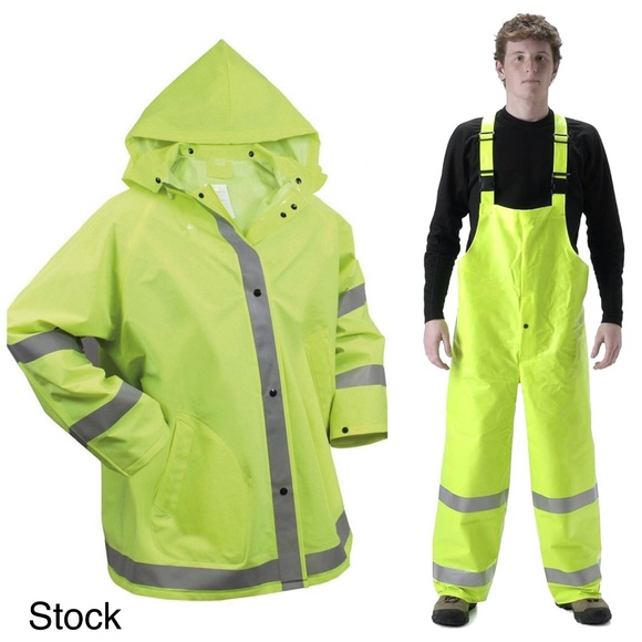 |•HIGH-VISIBILITY SAFETY RAIN SUIT• Fluorescent Fluorescent Size XXL (Ha… - Picture 1 of 16